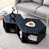 Hexagonal MDF Coffee Table Set with Pattern Stickers, Multi-Hole Storage, Two Sizes for Modern Minimalist Living Room or Lounge - 3 of 4