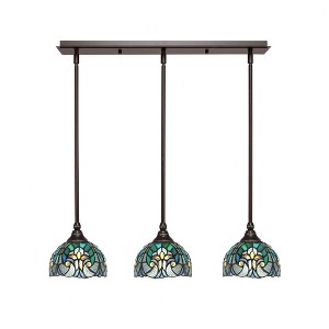 Toltec Lighting Any 3 - Light Chandelier in  Dark Granite with 7" Turquoise Cypress Art Glass Shade - 1 of 1