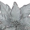 Northlight 25" Glittered Silver Poinsettia Christmas Stem Spray - 4 of 4