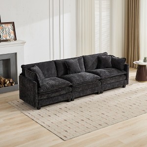 Cloud Sofa 3-Seater, Modular Sectional Couch with Chenille Fabric & High-Elastic Double-Layer Cushions â€ - 1 of 4