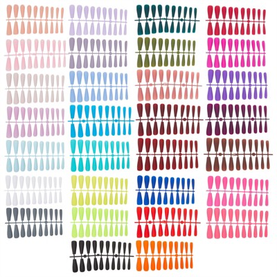 Glamlily Long Full Coverage Coffin Shaped Press On Nails, 30 Matte Colors, 600 Pieces