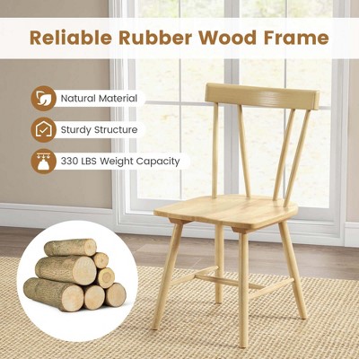 Natural Rubber Wood High Back Windsor Side Chairs