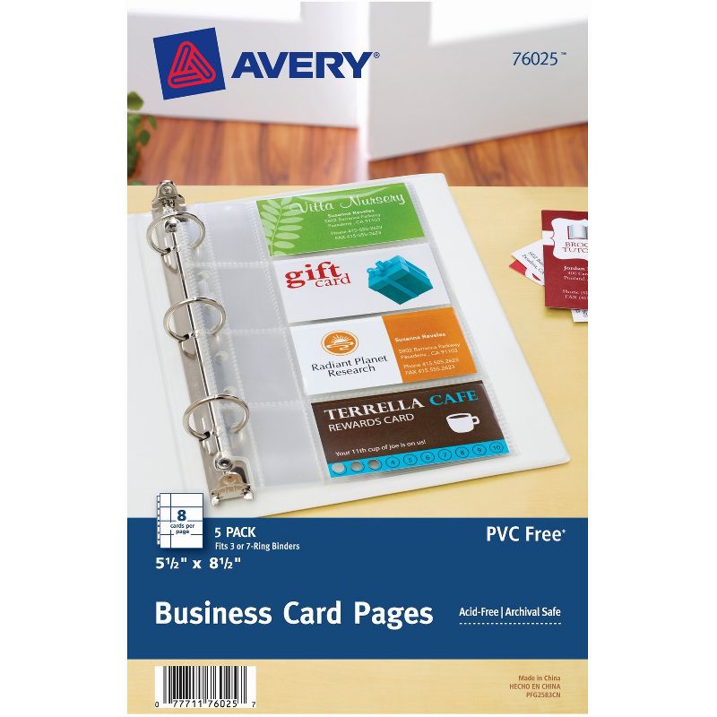 Avery Business Card Pages 7HP 5-1/2"x8-1/2" 8 Slot/Pg 5/PK CL 76025, 1 of 7