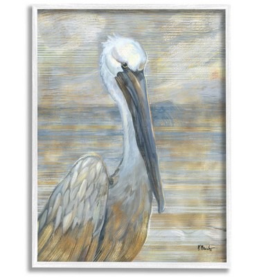 Stupell Industries Coastal Pelican Bird Abstract Portrait Framed Giclee Art