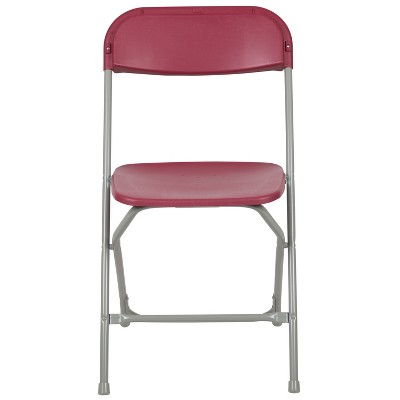 Red and Gray 18 Gauge Steel Stackable Folding Chairs - 10 Pack