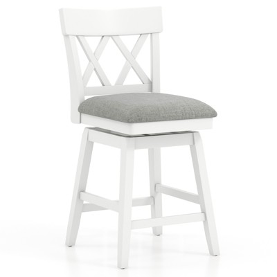 Tangkula 2" Bar Stool Wooden Chair w/Contoured Backrest Swivel Padded Seat for Kitchen