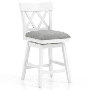 Tangkula 2" Bar Stool Wooden Chair w/Contoured Backrest Swivel Padded Seat for Kitchen - 1 of 4