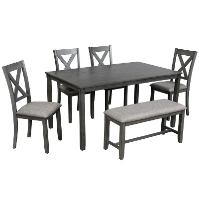 Modernluxe 6-piece Kitchen Dining Table Set Wooden Rectangular Dining ...