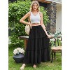 Women's Boho Beach Maxi Skirt - Trendy High Waist Pleated Ruffle Long Skirt with Pockets Black - 4 of 4