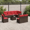 vidaXL 9 Piece Patio Sofa Set with Cushions Brown Poly Rattan - 2 of 4