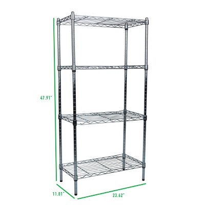 Industrial 4-Tier Chromed Steel Adjustable Shelving Unit, Silver