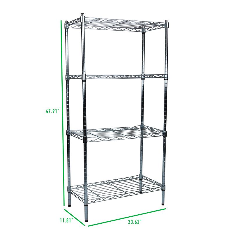 Mind Reader Adjustable Storage Rack, 4-Tier Industrial Shelving Unit for Basement, Garage, Restaurant, Warehouse, Retail, and Office Supplies, Supports 200 lbs. Per Shelf, Steel, Silver, 3 of 16