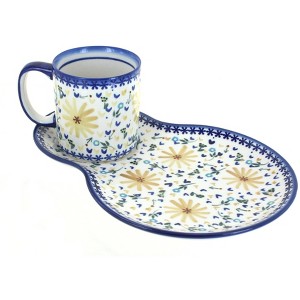 Blue Rose Polish Pottery 13H-14E WR Unikat Breakfast Plate & Mug Set - 1 of 1