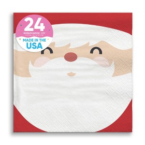 Big Dot of Happiness Jolly Santa Claus Napkins, Funny Christmas Party Decor Santa's Face, White 3-Ply Paper Beverage Cocktail Holiday Napkins - 24 Ct - 1 of 4