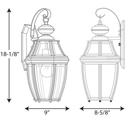 Black Steel 20.25" Outdoor Wall Lantern with Clear Glass