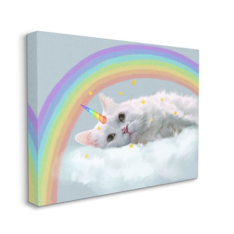 Stupell Industries Rainbow Cloud Fantasy Cat Feline Unicorn in Clouds, 1 of 6