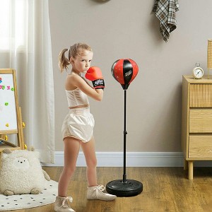 Resenkos Kids Adjustable Height Punching Bag Set - Stand & Gloves, Red - 1 of 4