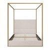 Queen/King Size Canopy Bed Metal 4-Poster Bed Frame with Tall Corduroy Upholstered Headboard, Beige+Gold/Black+White-ModernLuxe - 4 of 4