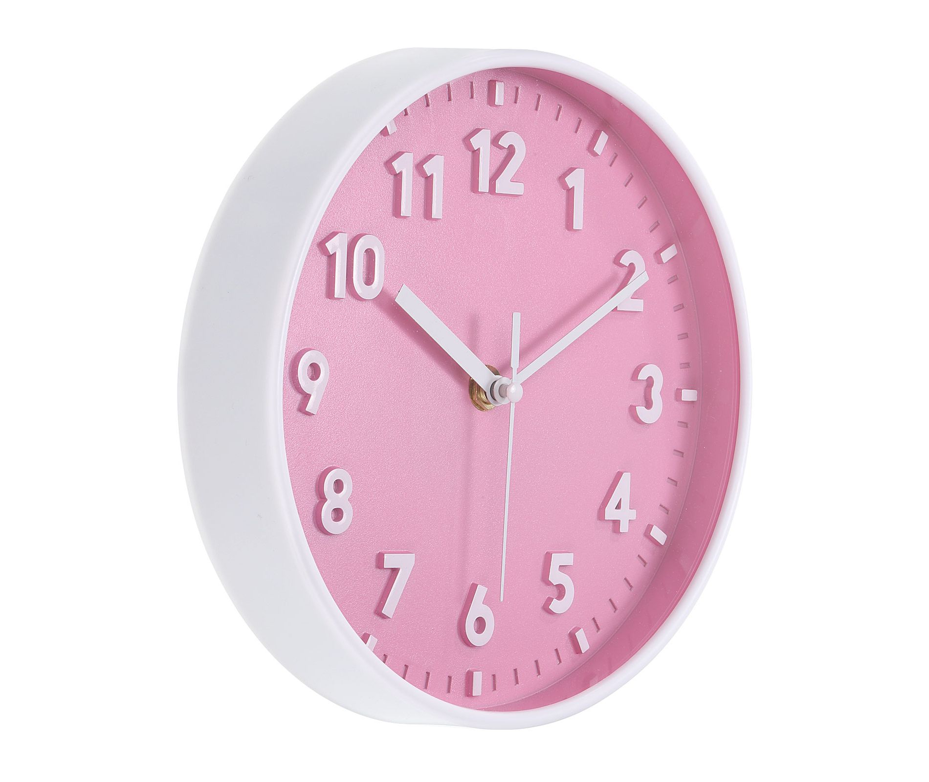 Unique Bargains Battery Operated Silent Non-Ticking 3D Number Quartz Wall Clock 8" Pink