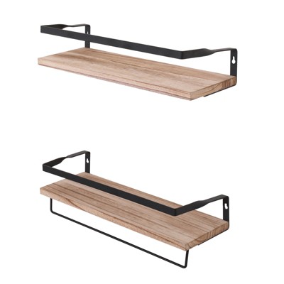 Floating Shelves Wall Mounted Set of 2, Rustic Wood Wall Storage Shelves for Bedroom,Living Room,Bathroom, Kitchen