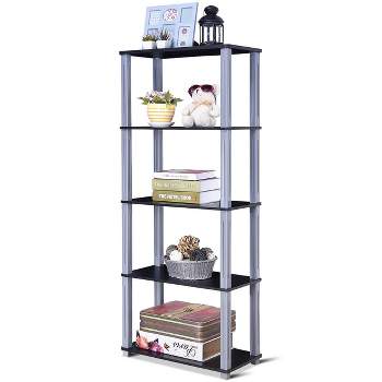 Costway 5-Tier Multi-Functional Storage Shelves Rack Display Bookcase Home Furni Black
