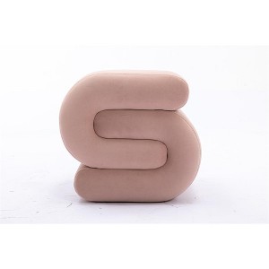 COWLOWN S-Shape Velvet Ottoman Makeup Stool Footstool, 250LBS Capacity, No-Assembly, Anti-Slip for Living Room/Bedroom/Sofa Side - 1 of 4