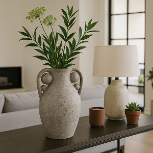 Rustic Terracotta Vase with Orbs Under Handles - Stylish Floor Vase Ideal for Home, Bedroom, and Table Decor - 26", Brown - 1 of 4