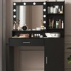 Okak Vanity Table with Mirror, Makeup Vanity with Three Level Storage Shelves, 1 Drawer and 1 Cabinet Door, Makeup Desk for Vanity Room - 3 of 4