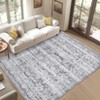 Vintage Machine Washable Area Rug for Living Room Kitchen Non Slip Non Shedding Distressed Floral Printed Carpet - 2 of 4