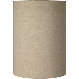Springcrest Cotton Blend Tan Small Cylinder Lamp Shade 8" Top x 8" Bottom x 11" High (Spider) Replacement with Harp and Finial - 1 of 4