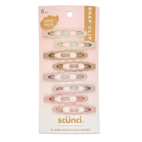 Scünci Scalloped Edge Hair Snap Clips - Neutral - All Hair - 8pk