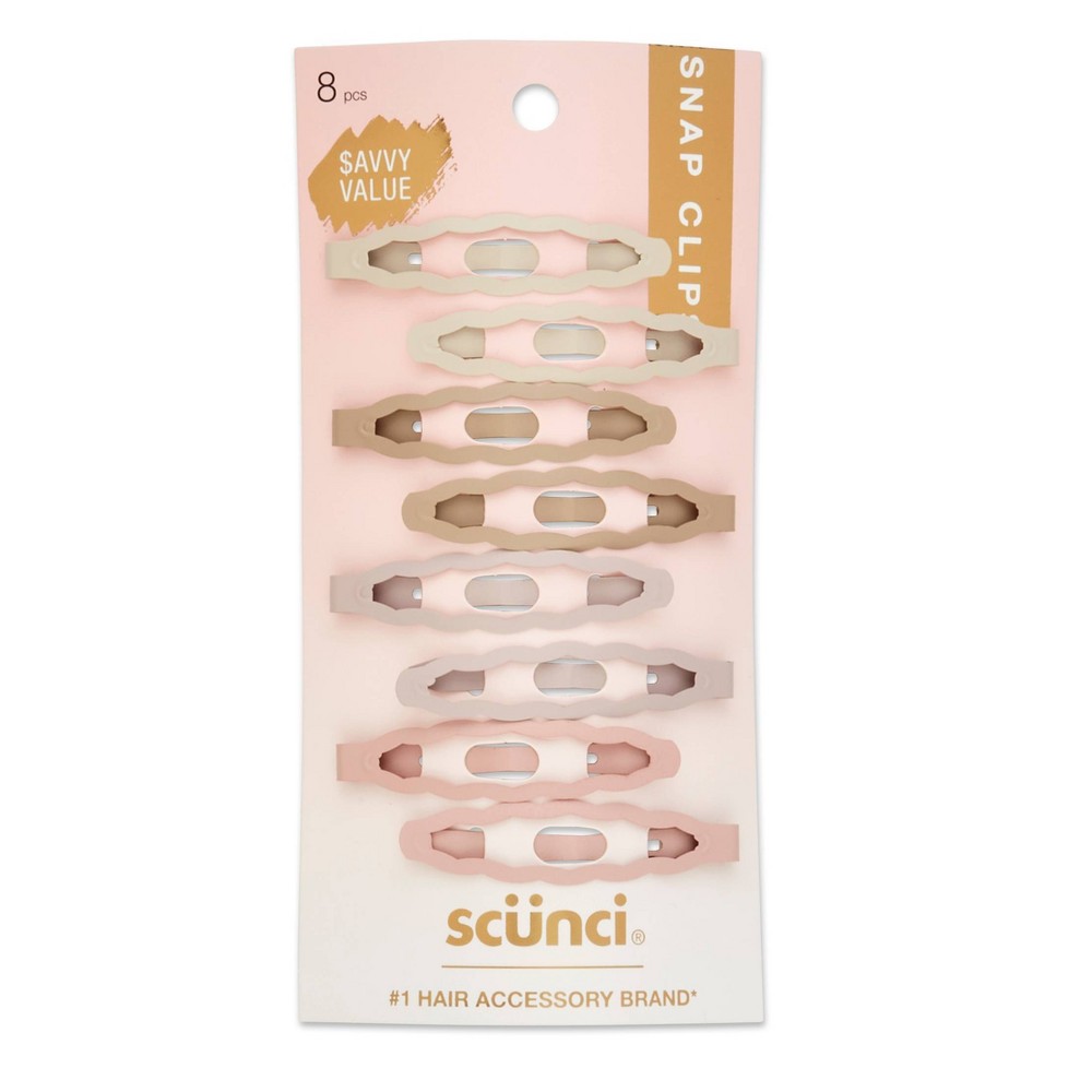 Scunci Basic New Shaped Snap Hair Clips - Neutral - 8ct