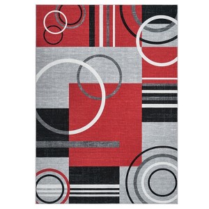Modern Geometric Area Rug for Living Room Bedroom, Washable Soft Non Slip Large Dining Room Carpet with Circle Print - 1 of 4