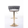 VASIP Set of 2 Bar Stools,with Chrome Footrest and Base Swivel Height Adjustable Mechanical Lifting Velvet + Golden Leg Simple Bar Stool - 2 of 4