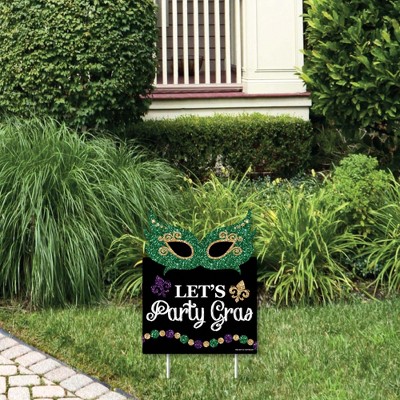 Big Dot of Happiness Mardi Gras - Outdoor Lawn Sign - Masquerade Party Yard Sign - 1 Piece