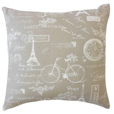 18"x18" Parisian Square Throw Pillow Beige - The Pillow Collection