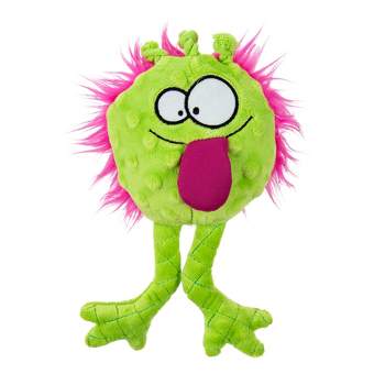 goDog PlayClean Germs Monster Squeaker Plush Pet Toy for Dogs & Puppies