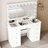 Famapy 43"W Large Vanity Table 9-Drawer Vanity Set with Crystal Pulls and Versatile Mirror Lighting - 3 of 4