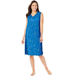 Dreams & Co. Women's Plus Size Short Sleeveless Sleepshirt - 1 of 4