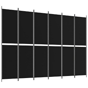 vidaXL 6-Panel Room Divider in Black Fabric - 118.1"x86.6" - Space-Saving Foldable Design for Versatile Use, Home Décor and Sun Blocker - 1 of 4