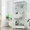 Modern Glass Display Cabinet with 2 Large Drawers, Bookshelf Storage Cabinet Accent Cabinet with LED lights - ModernLuxe - 2 of 4