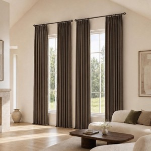 NICETOWN Pinch Pleat Curtains, Faux Linen Light Filtering Privacy ...