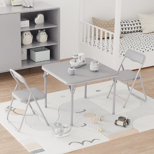 Set of 3 Folding Table and Chair with PU Upholstered - Perfect for Eating, Reading, and Playing - 1 of 4