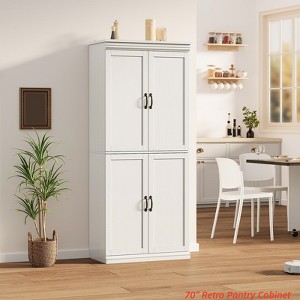 Pantry Cabinet, 70" Tall Kitchen Pantry Storage Cabinet w/Doors & Adjustable Shelves, Freestanding Wooden Cupboard for Bathroom, Dining Room - 1 of 4