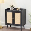 MAYEERTY Black 152630" Rattan Sideboard Buffet & Liquor Bar - Dining Room, Hallway - 3 of 4