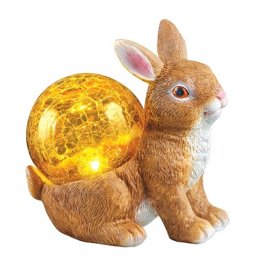 Collections Etc Hand-Painted Solar Powered Realistic Bunny Garden Statue