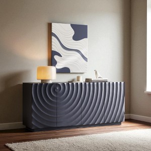 59" Modern Buffet Cabinet with Storage, 4-Door Accent Sideboard with 3D Ripple Texture, Freestanding Credenza for Dining Living Room - 1 of 4