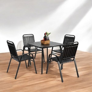 Mshliw 5-Piece Outdoor Dining Set, Plastic Chairs and Steel Table for Patio, Garden, Kitchen - 1 of 4
