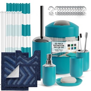 Hearth & Harbor Bathroom Accessories Set - Bathroom Set, 23PC Bathroom Set with Shower Curtain and Rugs - 1 of 4