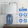 Maxax Blue Ceramic Table Lamp, Striped Design Desk Lamp with Beige Fabric Shade for Bedroom, Living Room, Coastal Decor£¬2-Way 100W E26 Base - 4 of 4